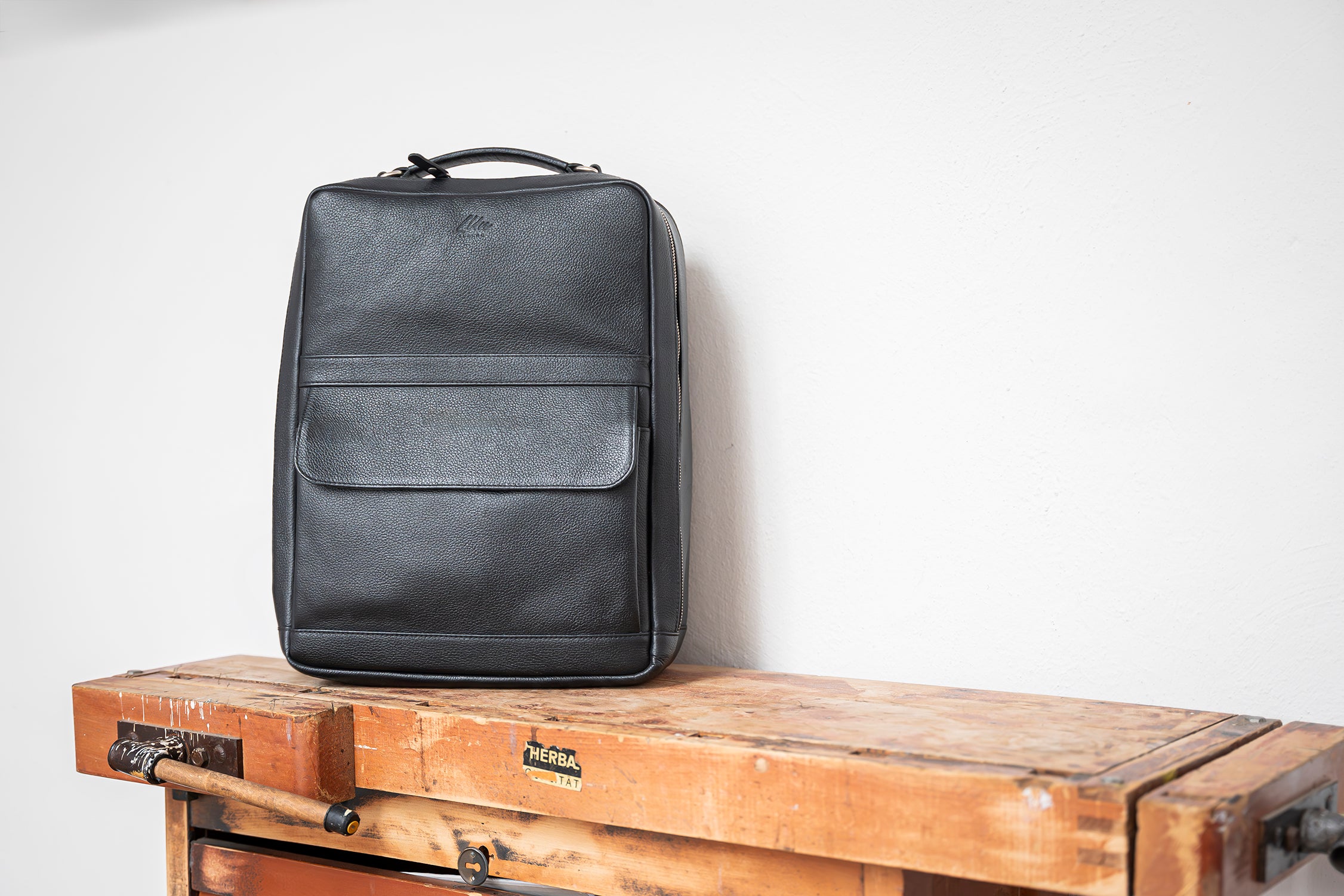 Leder Rucksack für Herren in Scwarz, reisegepäckfähig