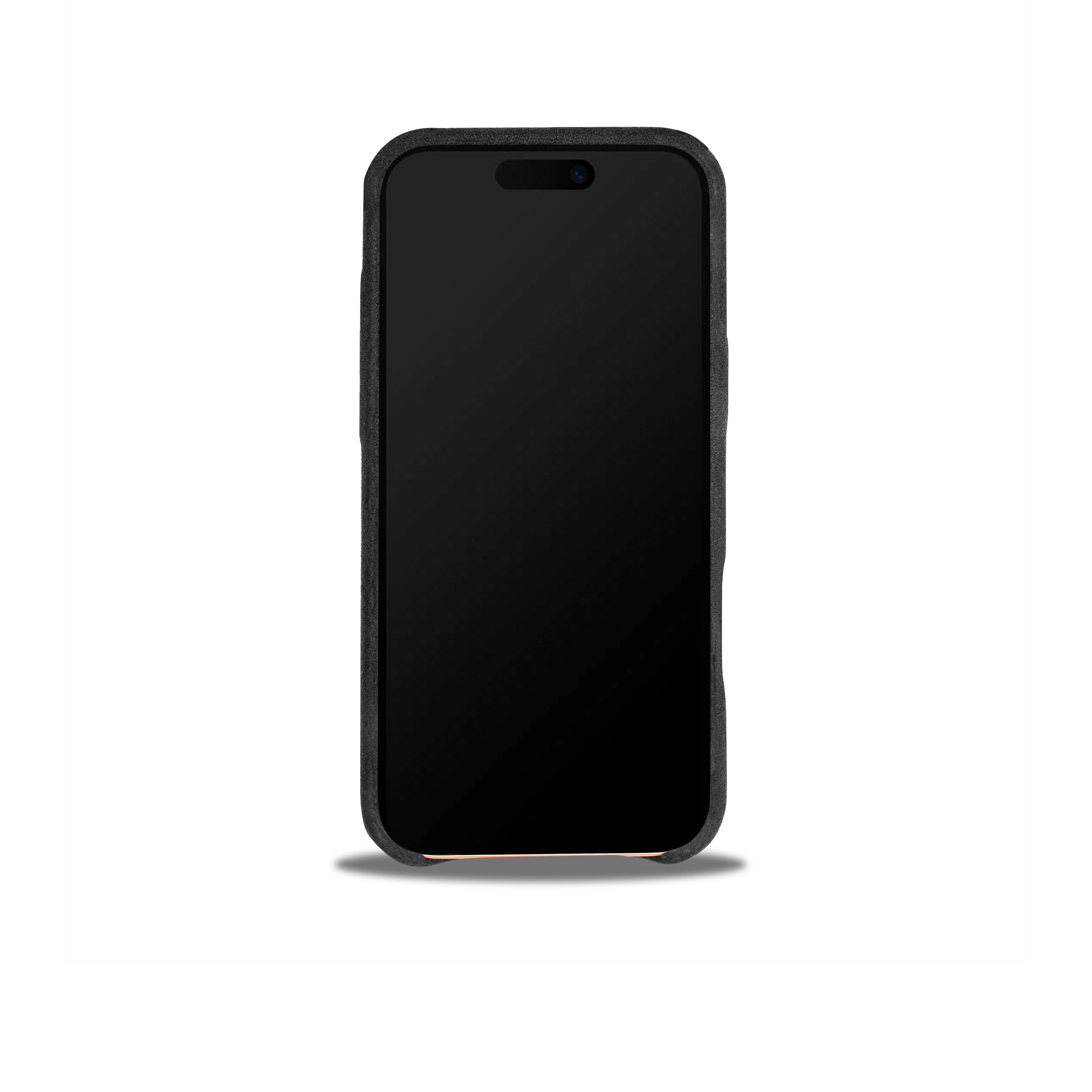 Alkantara Lederhandyhuelle in schwarz, handgefertigt