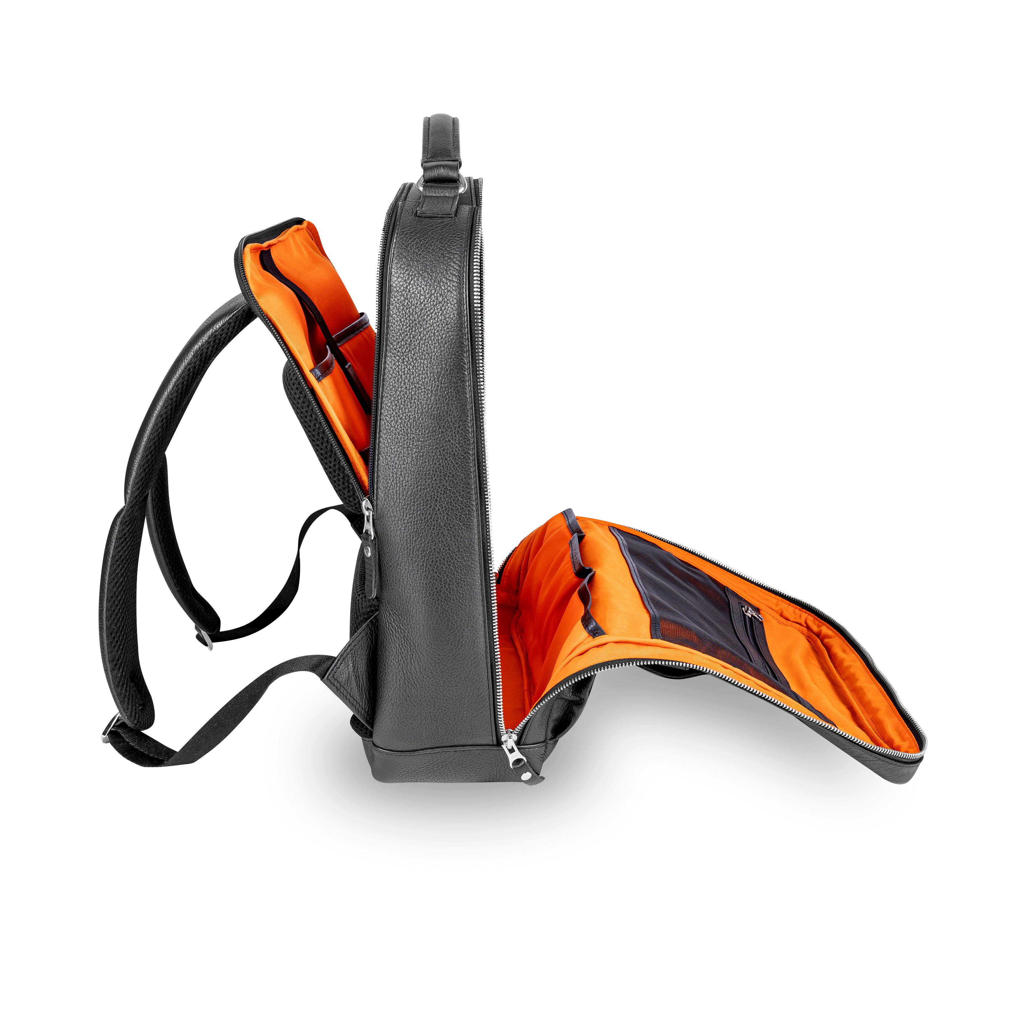 Leder Rucksack in Schwarz, alltagstauglich